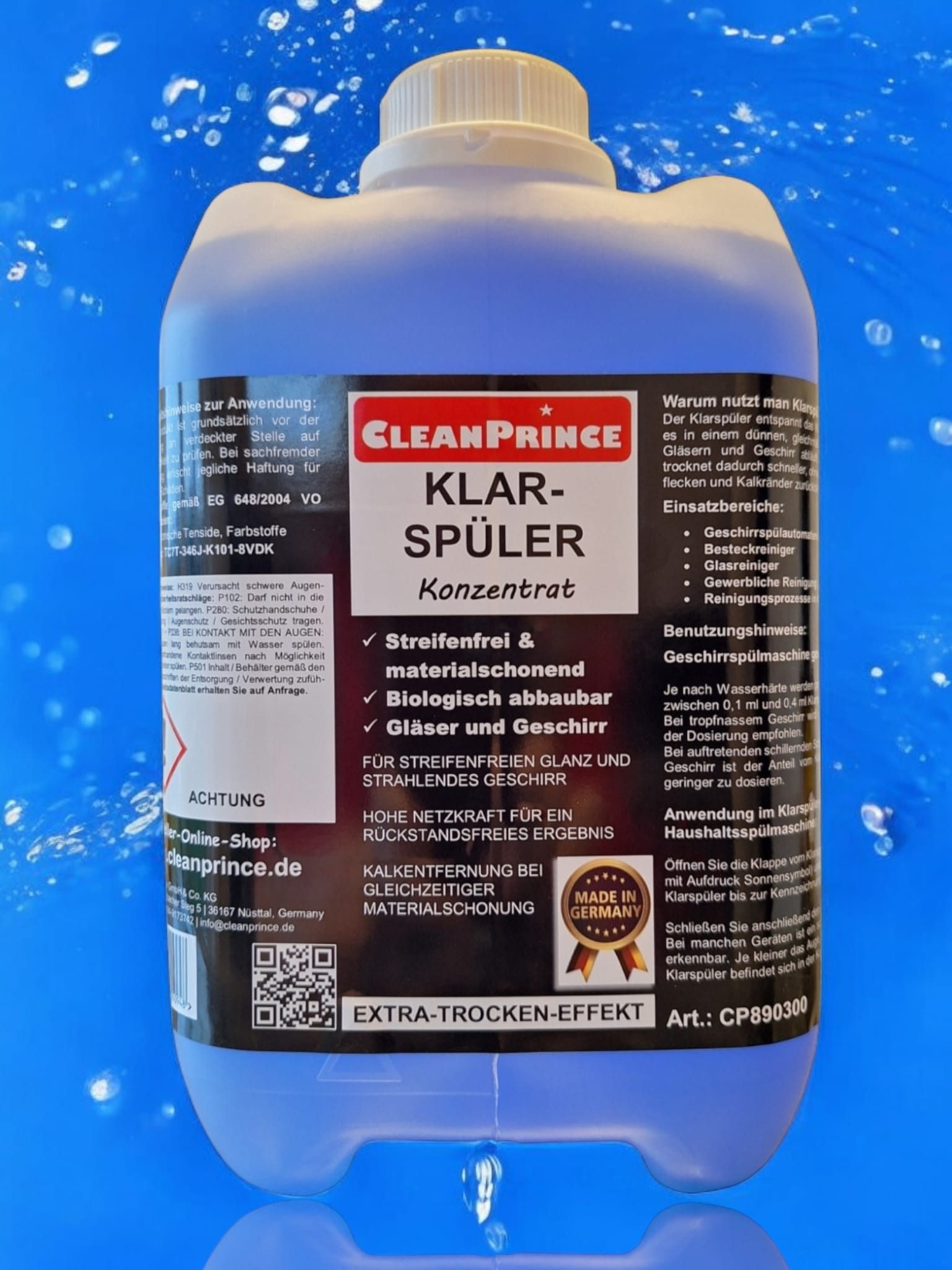 CleanPrince Ополаскиватель Konzentrat blau flüssig Spülmaschinen, Geschirr Besteck Ополаскиватель (extra Trocken - Effekt)