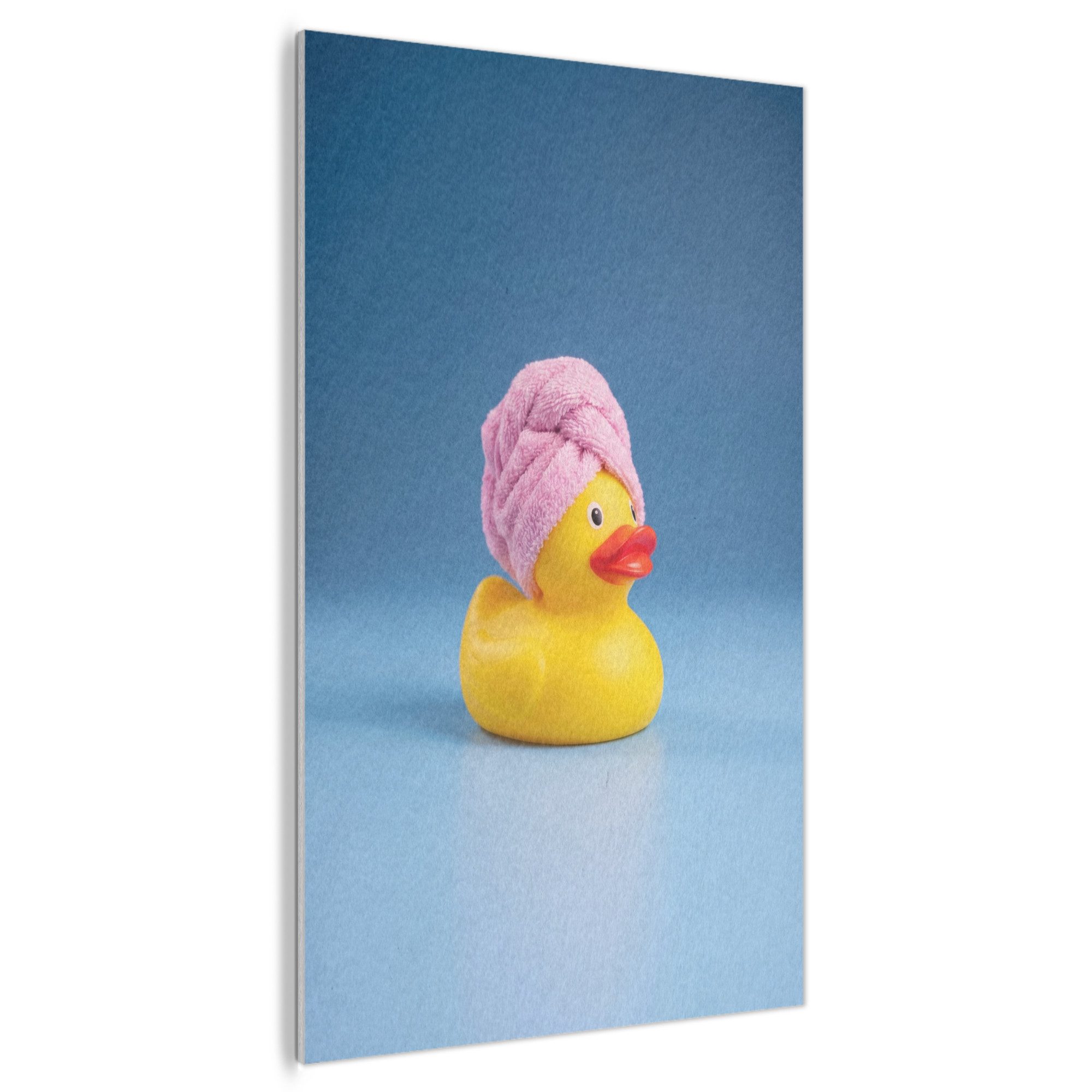MuchoWow Gemälde Gummi-Ente - Handtuch - Blau, Fotodruck (1 St), Akustikbilder PET-Filz, Wandpaneele, Akustikpaneele 100x150 cm