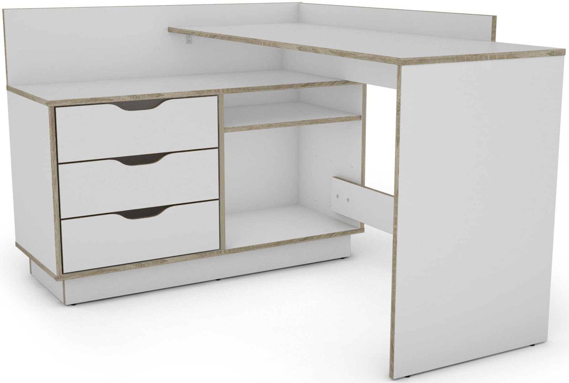 byLIVING Eckschreibtisch Bern, mit viel Stauraum, Breite 129 cm, rechts ode günstig online kaufen