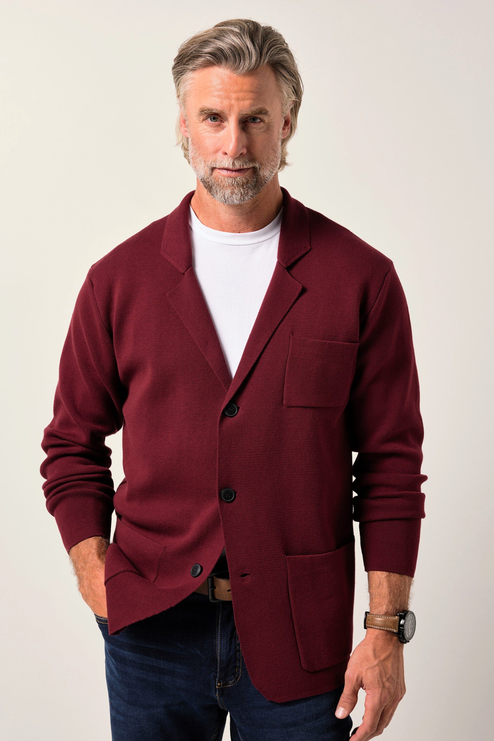 Boston Park Poloshirt Boston Park Stricksakko FLEXLASTIC® Revers günstig online kaufen