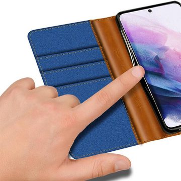 CoolGadget Handyhülle Denim Schutzhülle Flip Case für Samsung Galaxy S22 6,1 Zoll, Book Cover Handy Tasche Hülle für Samsung S22 Klapphülle