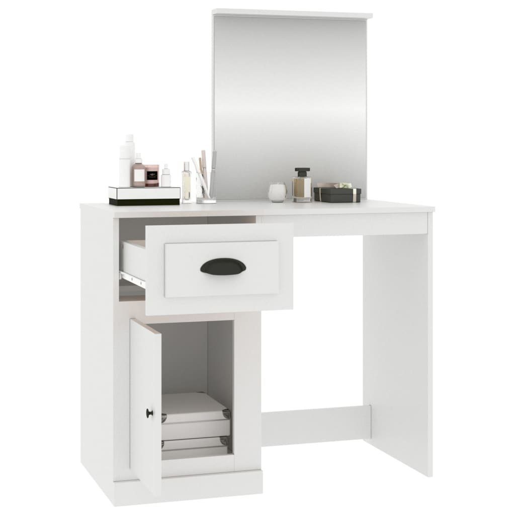 Schreibtisch Weiß mit Schminktisch Spiegel Holzwerkstoff 90x50x132,5 vidaXL cm