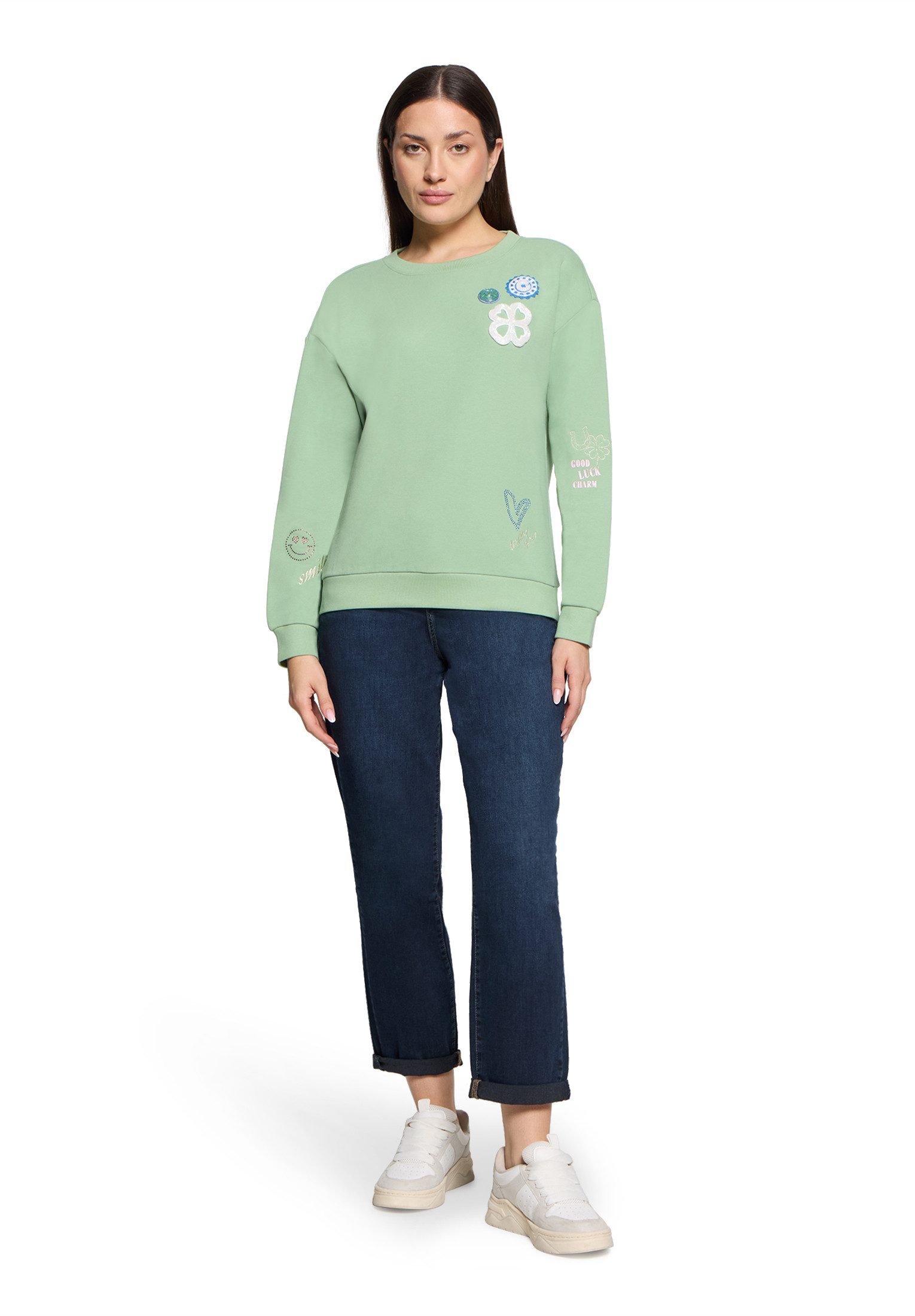 Cartoon Sweatshirt Damen mit Rippbündchen