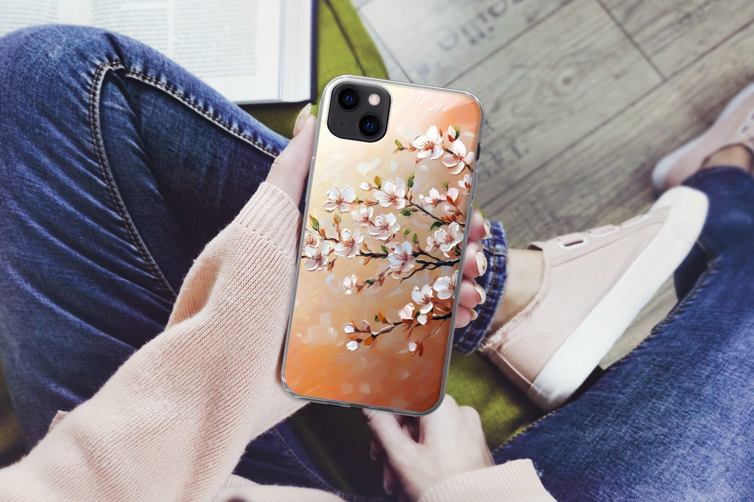 MuchoWow Handyhülle für Apple iPhone 13 mini Blütenzweige - Malerisch - Rosa, Smartphone-Bumper, Print, Handy Schutzhülle Dünn