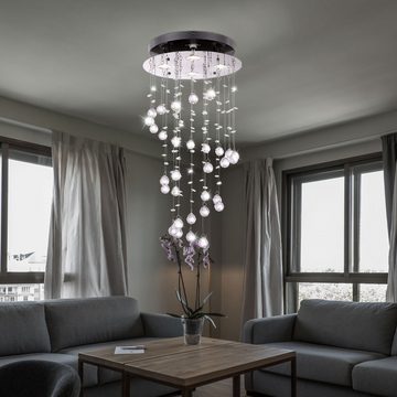 Globo LED Pendelleuchte, LED-Leuchtmittel fest verbaut, Warmweiß, LED Decken Leuchte Wohn Zimmer Beleuchtung Chrom Hänge Lampe Kristall