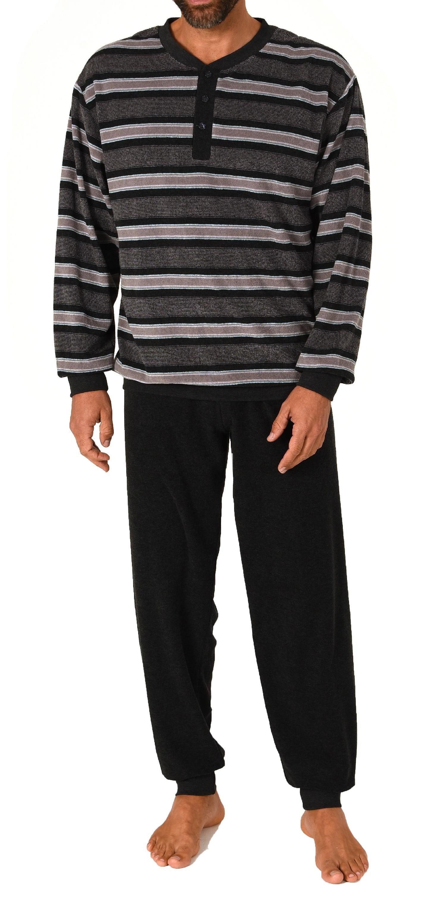 Pyjama Normann Herren Frottee Schlafanzug langarm mit Bündchen
