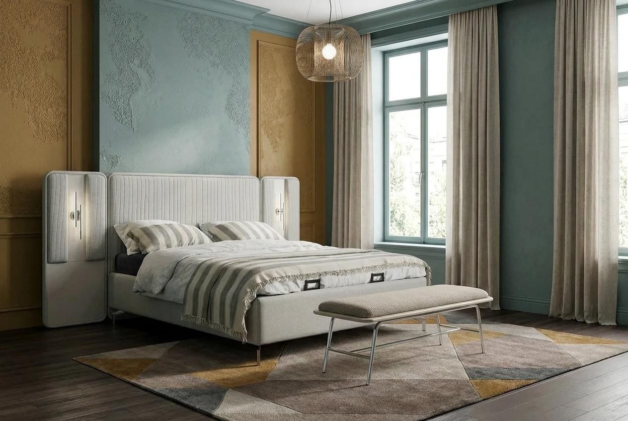 Xlmoebel Schlafzimmer-Set Bett Bank Schlafzimmer Stil modern weiß komfortabel praktisch
