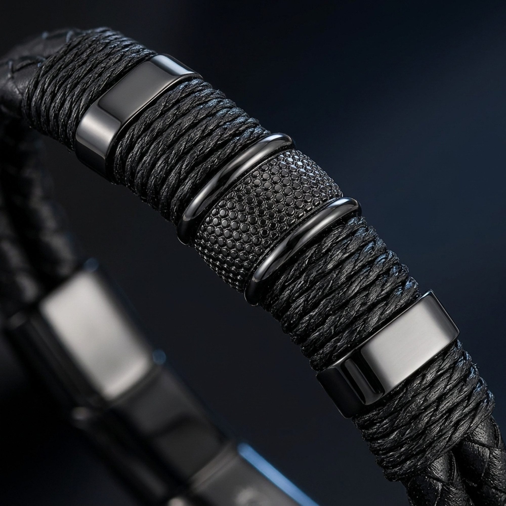UNIQAL.de Lederarmband PREMIUM STYLE Geflochtenes Echtleder mit Edelstahl & Magnetverschluss (elegantes Accessoire für Männer, Business & Freizeit, Zeitlose Ges – Bild 3 von 5