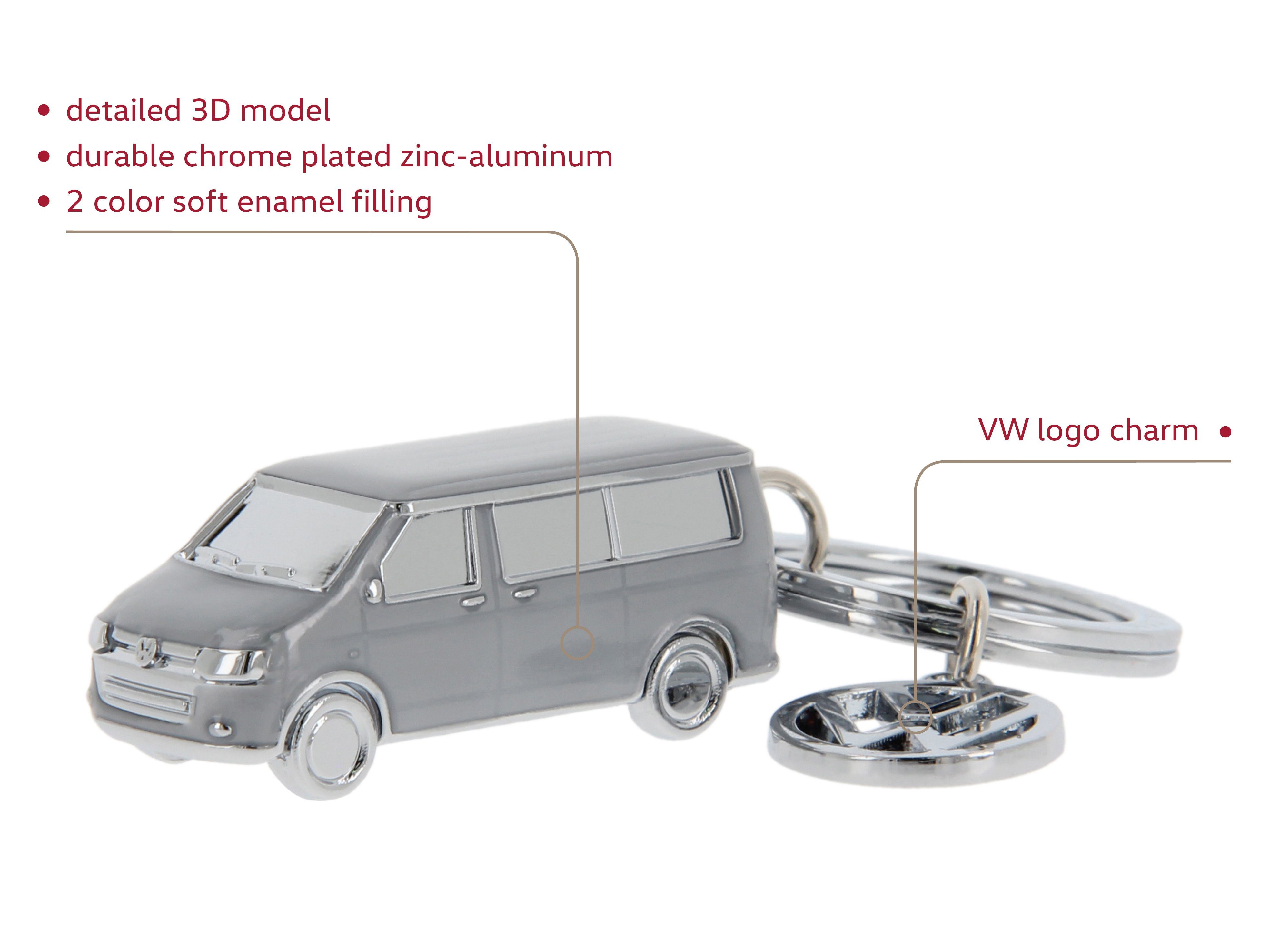 VW Collection by im Schlüsselanhänger Accessoire grauen Volkswagen BRISA Bus Schlüsselring, Design T5 Schlüsselbund, Bulli