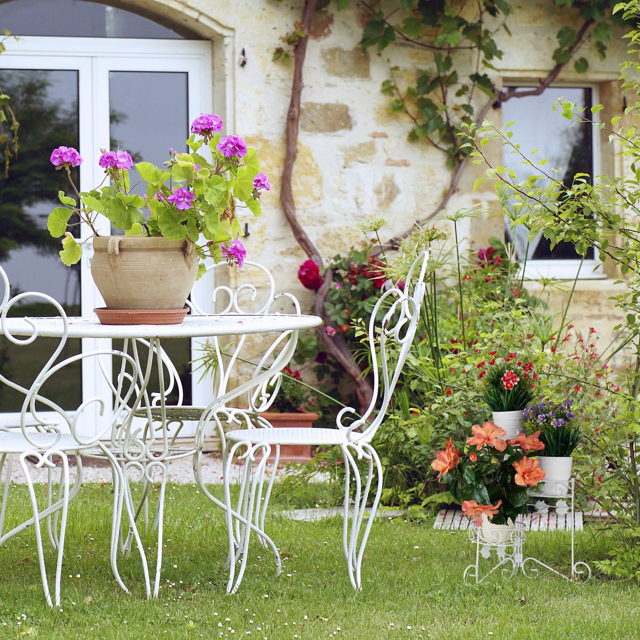 relaxdays Blumenständer Metall weiß günstig online kaufen
