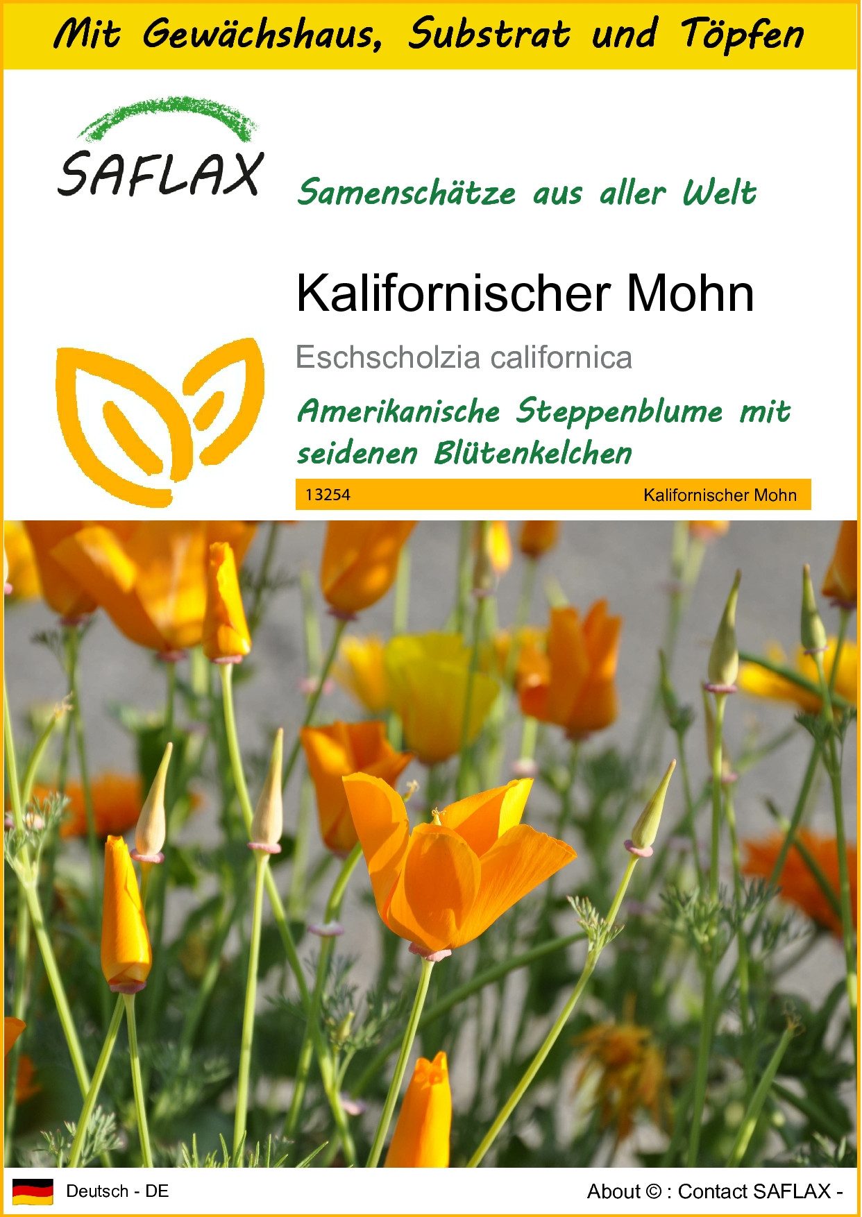 Blumensamen SAFLAX - Anzuchtset - Kalifornischer Mohn