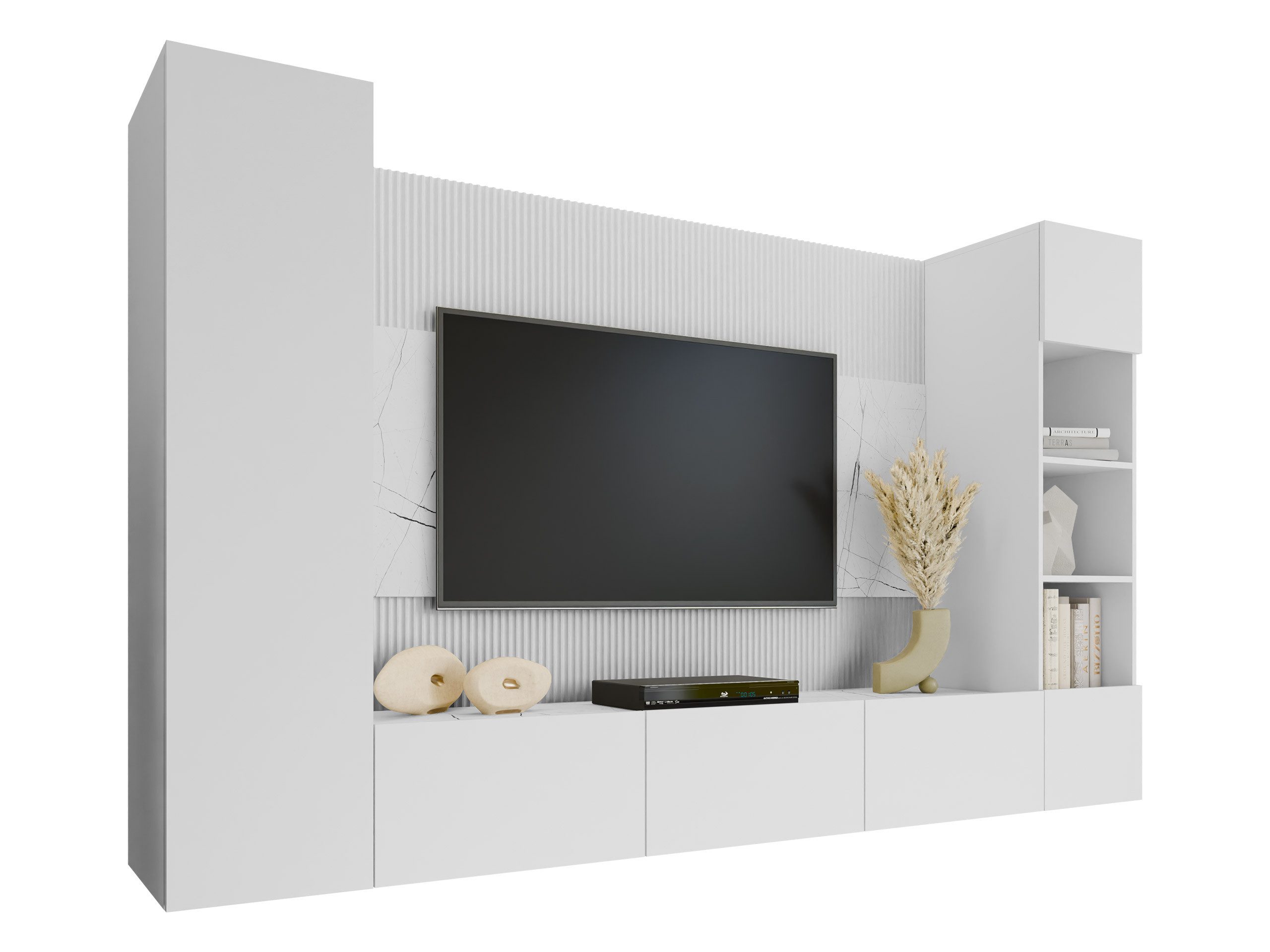 MIRJAN24 Wohnwand Deromi IV, (4er-Set, TV-Lowboard, 2x Hängeregal), Grifflo günstig online kaufen