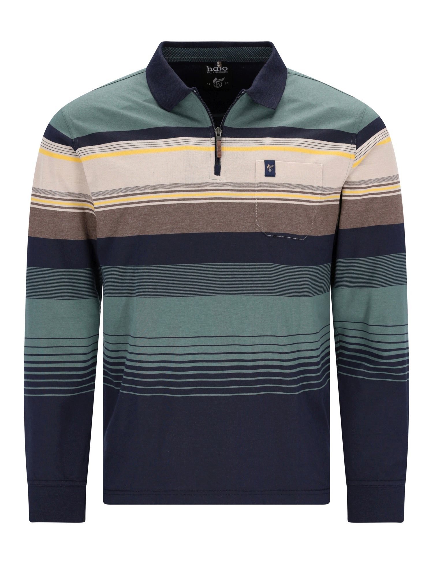 Hajo Langarm-Poloshirt Poloshirt in garngefärbtem Ringel- / Streifendessin allover - stay fre