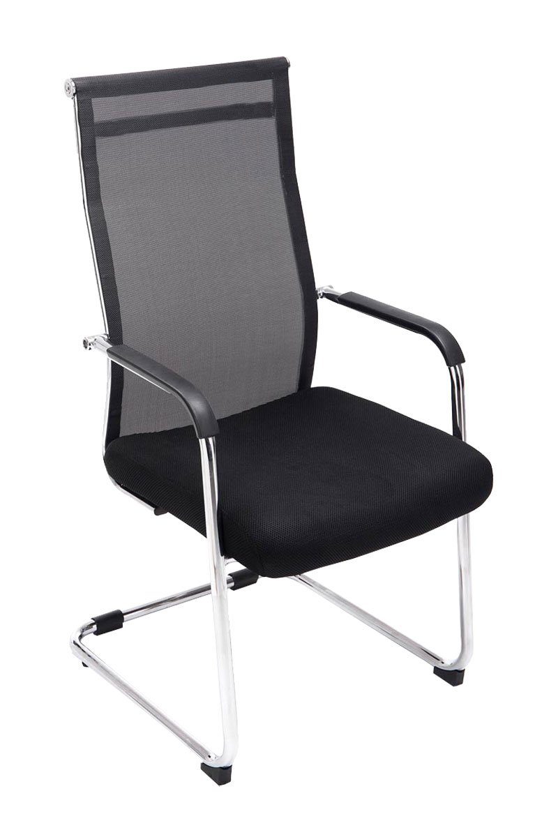 TPFLiving Besucherstuhl Brent Two mit hochwertig gepolsterter Sitzfläche - Konferenzstuhl (Küchenstuhl - Esszimmerstuhl - Wohnzimmerstuhl), Gestell: Metall chrom - Sitzfläche: Netzbezug schwarz