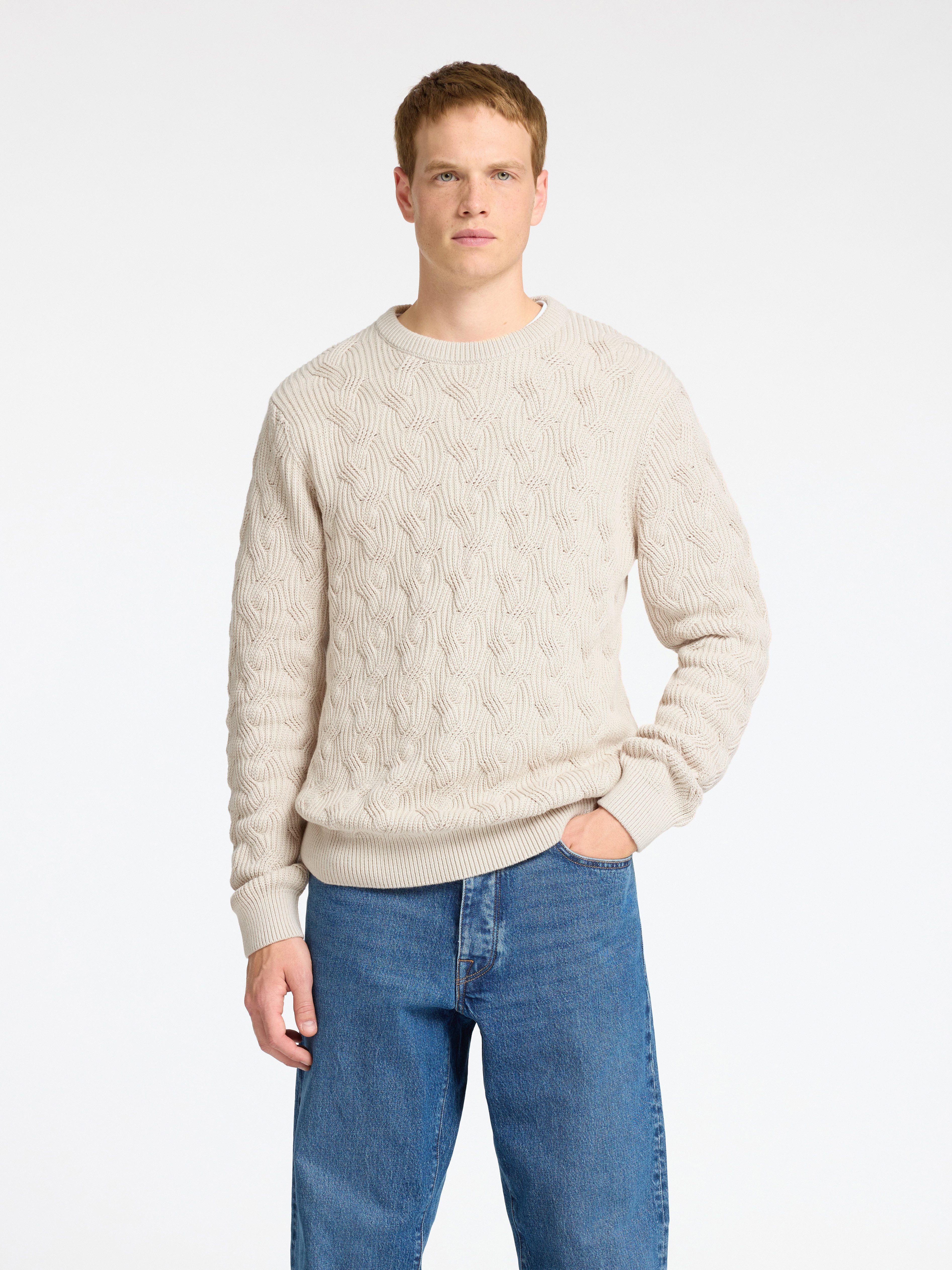Selected Strickpullover SLHCALLIS LS KNIT CABLE CREW NECK NOOS günstig online kaufen