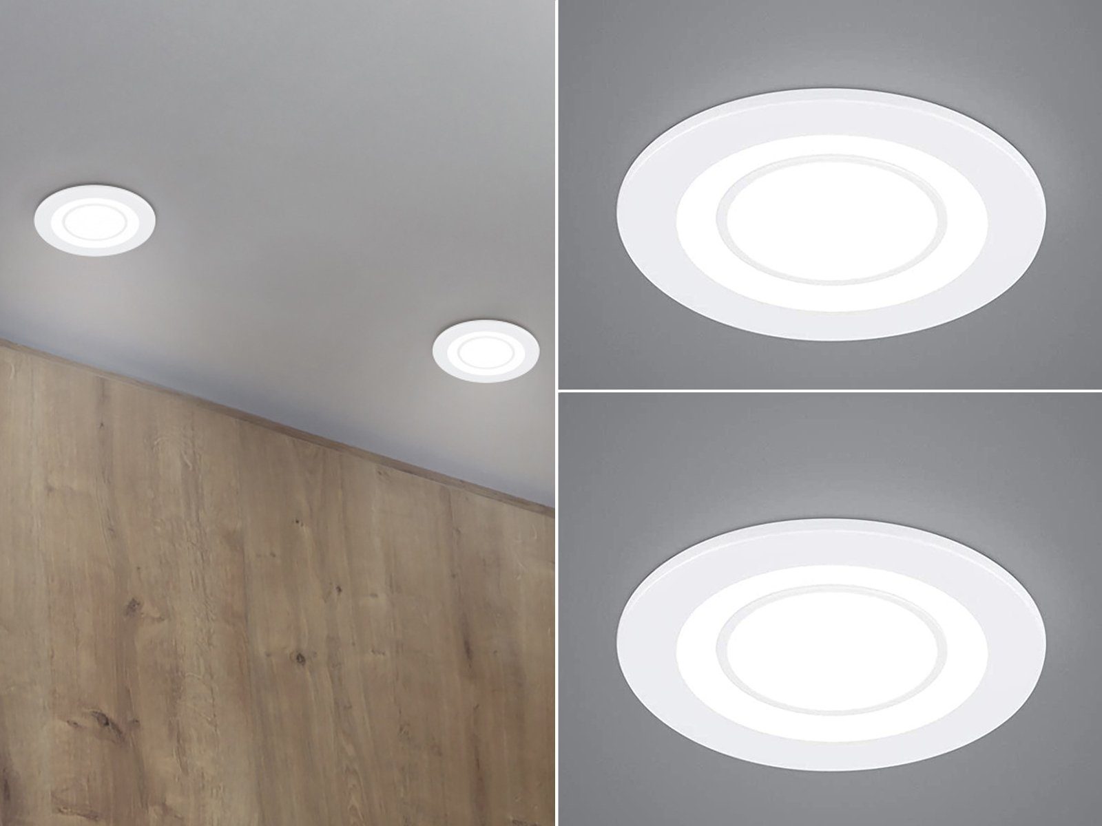 meineWunschleuchte LED Einbaustrahler, LED fest integriert, 2er Set Deckeneinbauleuchten, Einbau Decken-spot Treppenhaus, Ø8,2cm