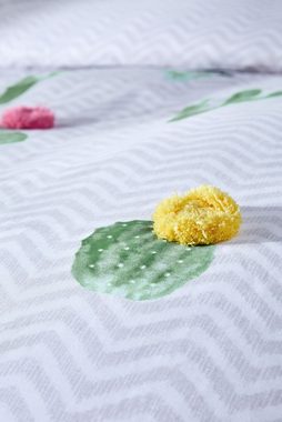 Bett-Set, Bettgarnitur mit Kaktusdesign und Bommeln, Next, Bezug: Polyester (recycelt), Baumwolle