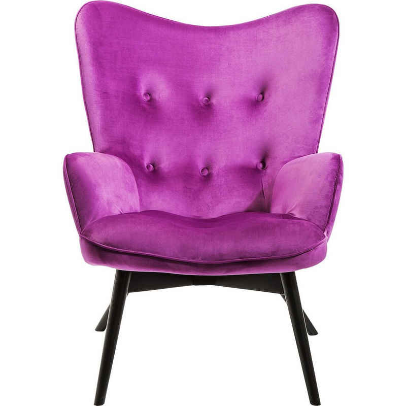 KARE Sessel »Sessel Black Vicky Velvet Purple«, Gestell: Buche Spanplatte naturbelassen, Stahl natur, Bezug: 100 % Polyester, Polsterung: Polyurethan, Fuß/Füße: Buche Massivholz lackiert