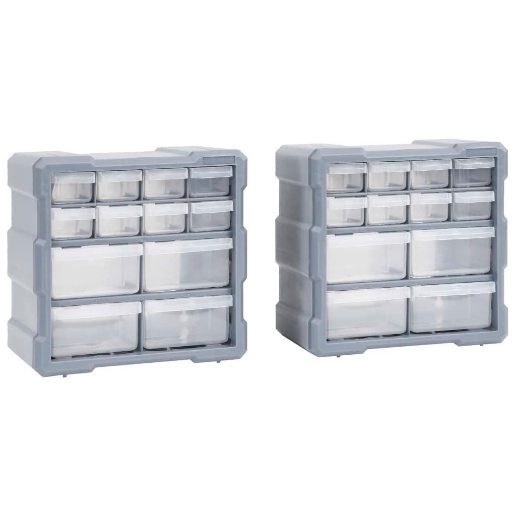 vidaXL Werkzeugkoffer 12 Schubladen Multi-Schubladen-Organizer 2 Stk 12 Schubladen 26,5x16x2