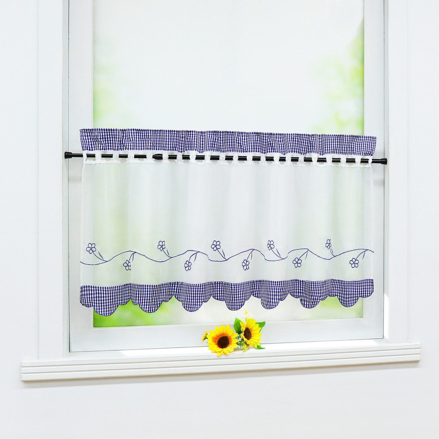 Joyswahl Scheibengardine (1 St), Stangendurchzug, halbtransparent, Bestickt günstig online kaufen