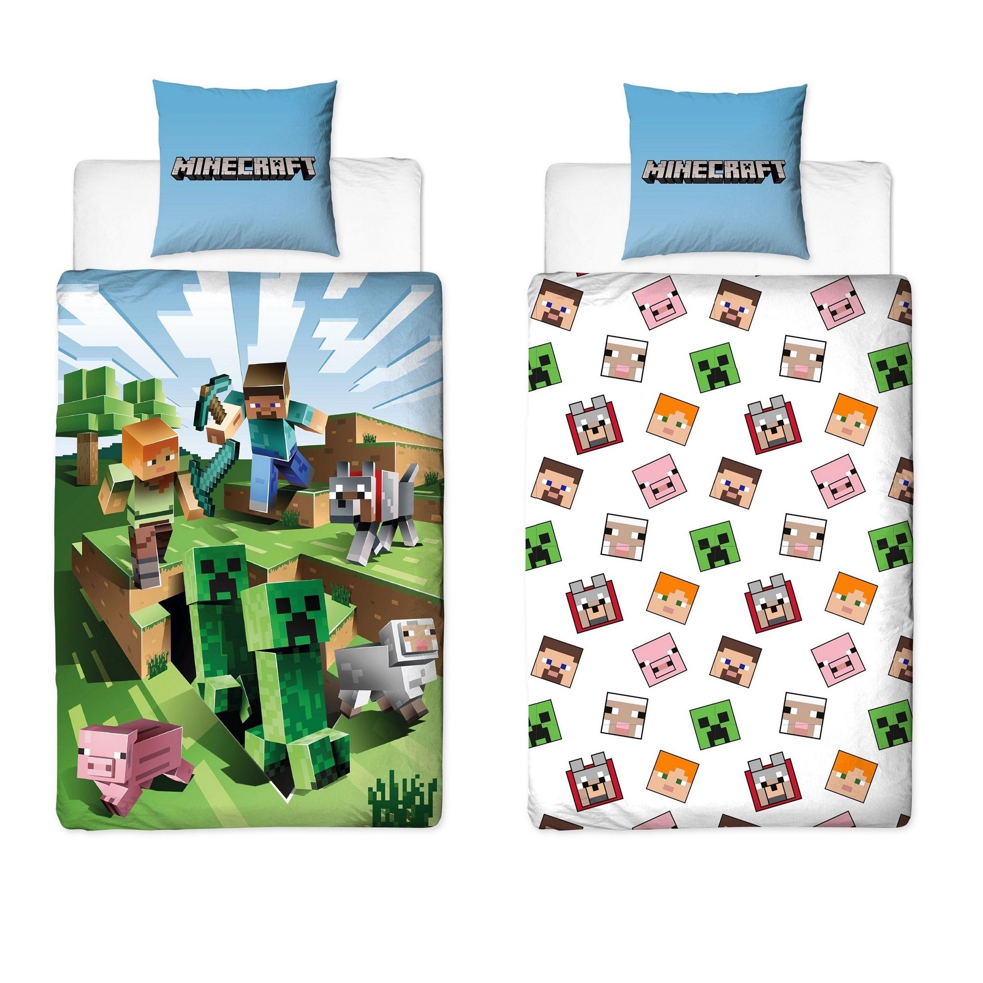 Familando Kinderbettwäsche Minecraft "Battle" 135x200 + 80x80 cm aus 100% B günstig online kaufen