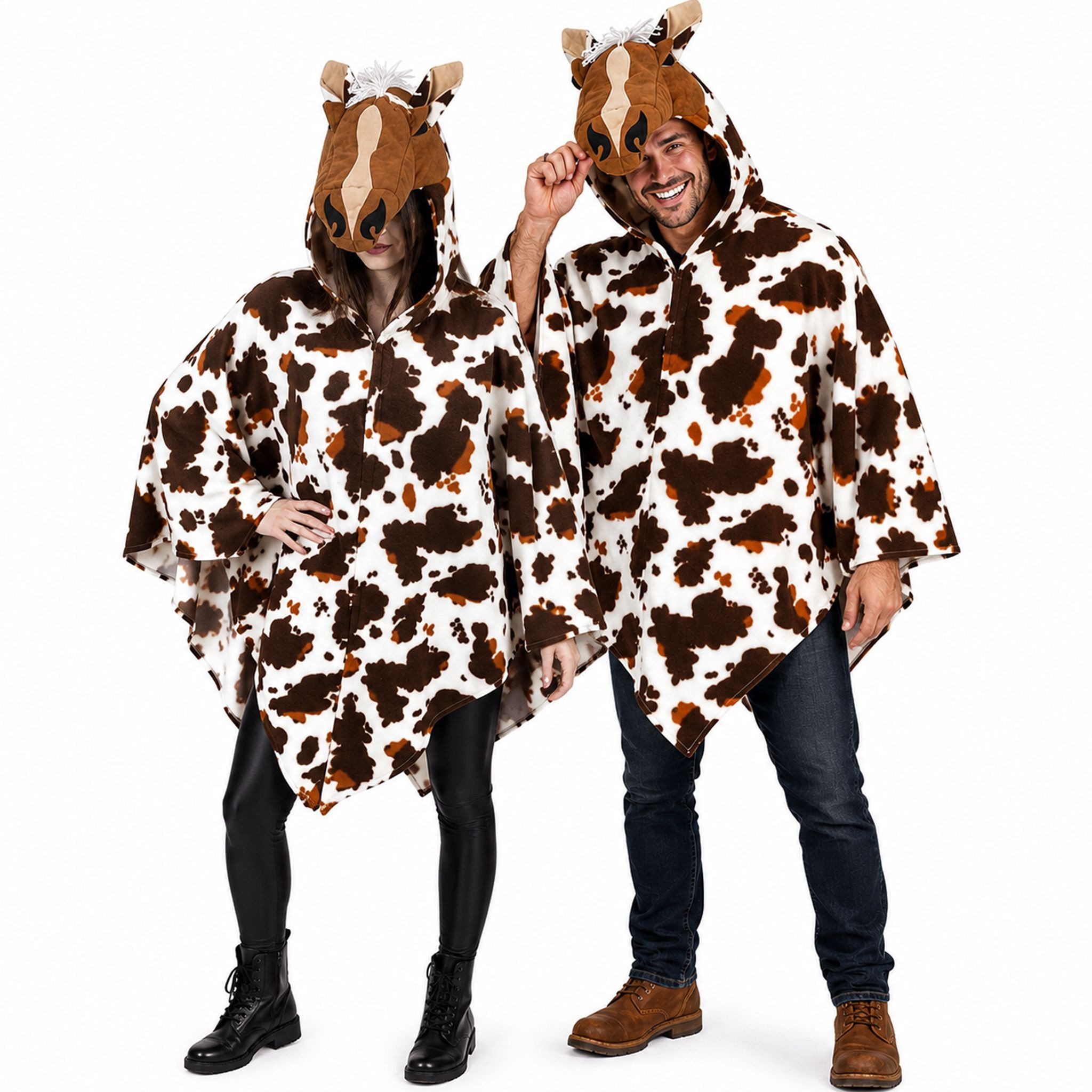 Fries Kostüm Hufbert Pferde-Poncho mit Tierkopf-Kapuze
