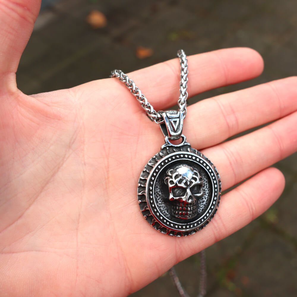DALMARO Edelstahlkette Lederkette Edelstahl 316 SKULL günstig online kaufen