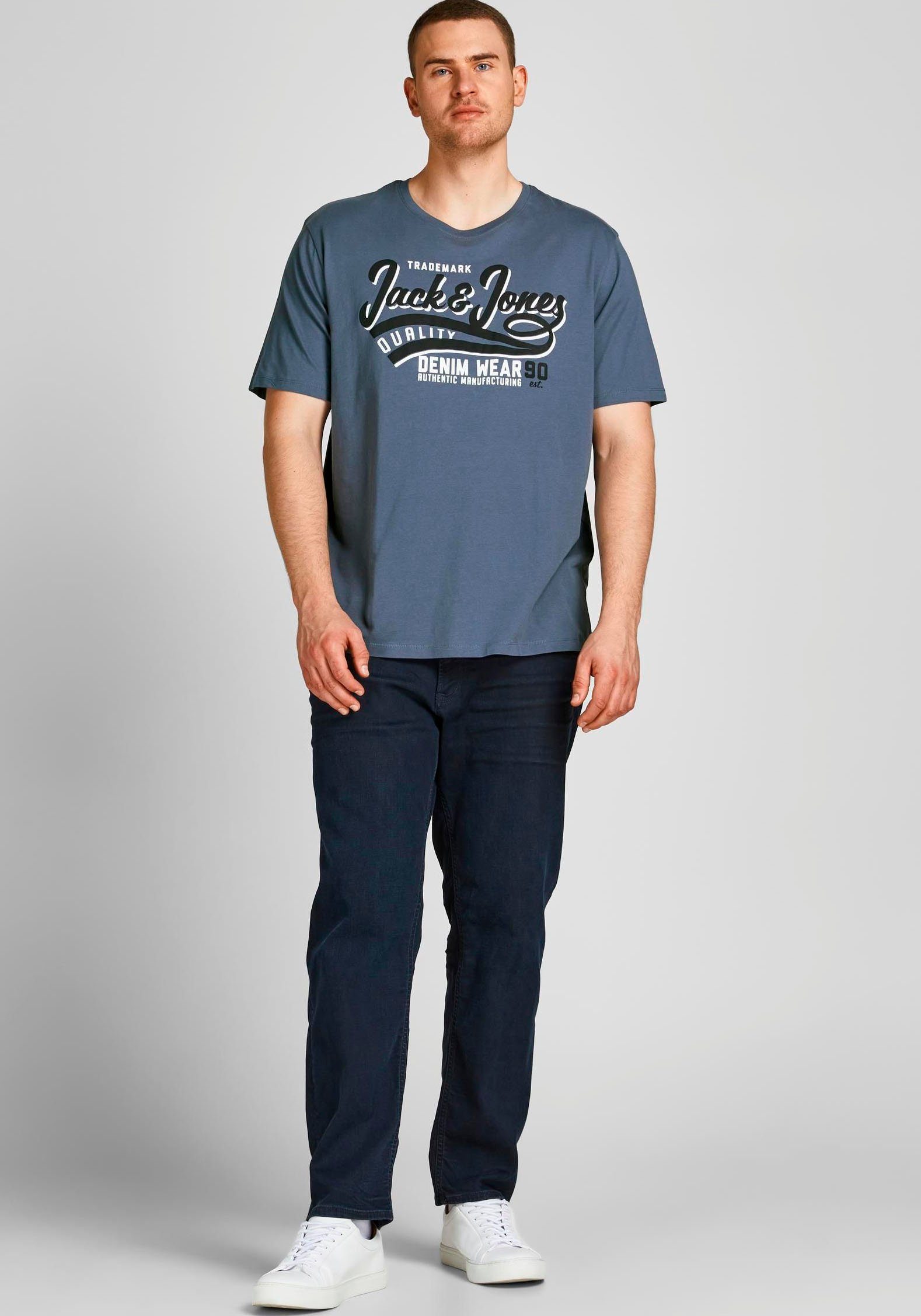 T-Shirt Jack TEE & PlusSize 6XL Jones LOGO dunkelgrau-blau Bis Größe