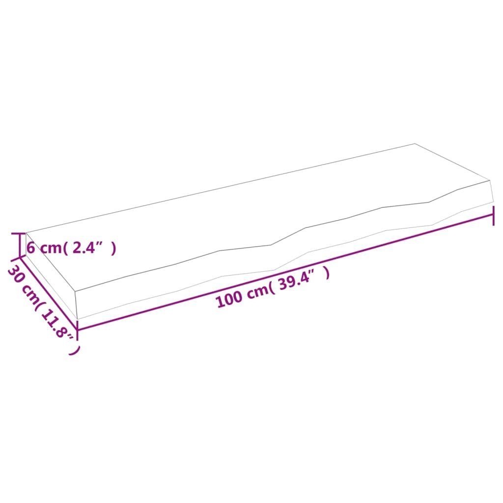 furnicato Wandregal 100x30x(2-6) cm Massivholz Eiche Unbehandelt