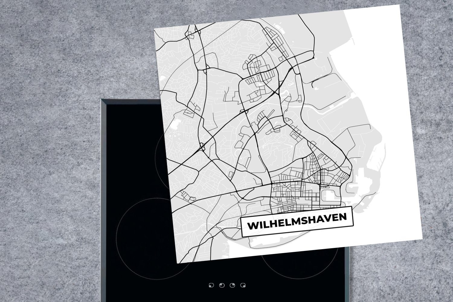 MuchoWow Herdblende-/Abdeckplatte Stadtplan 78x78 Arbeitsplatte küche für Deutschland Ceranfeldabdeckung, - cm, Vinyl, - tlg), - Karte Wilhelmshaven, (1