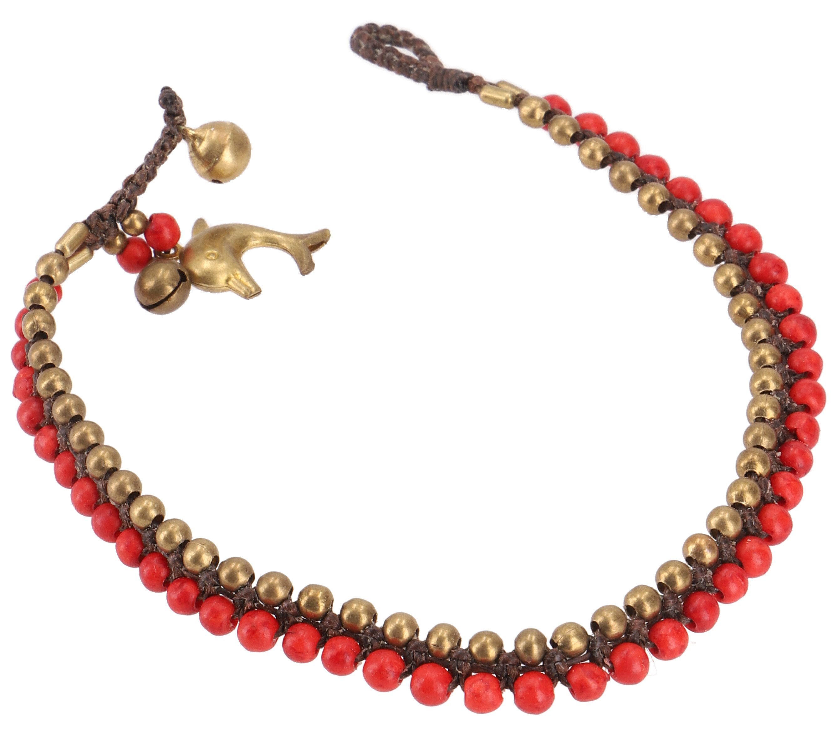 Fußkette Fußkette Makramee mit Glöckchen, Boho..