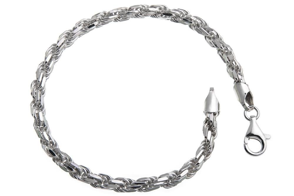 Silberkettenstore Silberarmband Kordelkette Armband 4,5mm - 925 Silber, Länge wählbar von 16-25cm