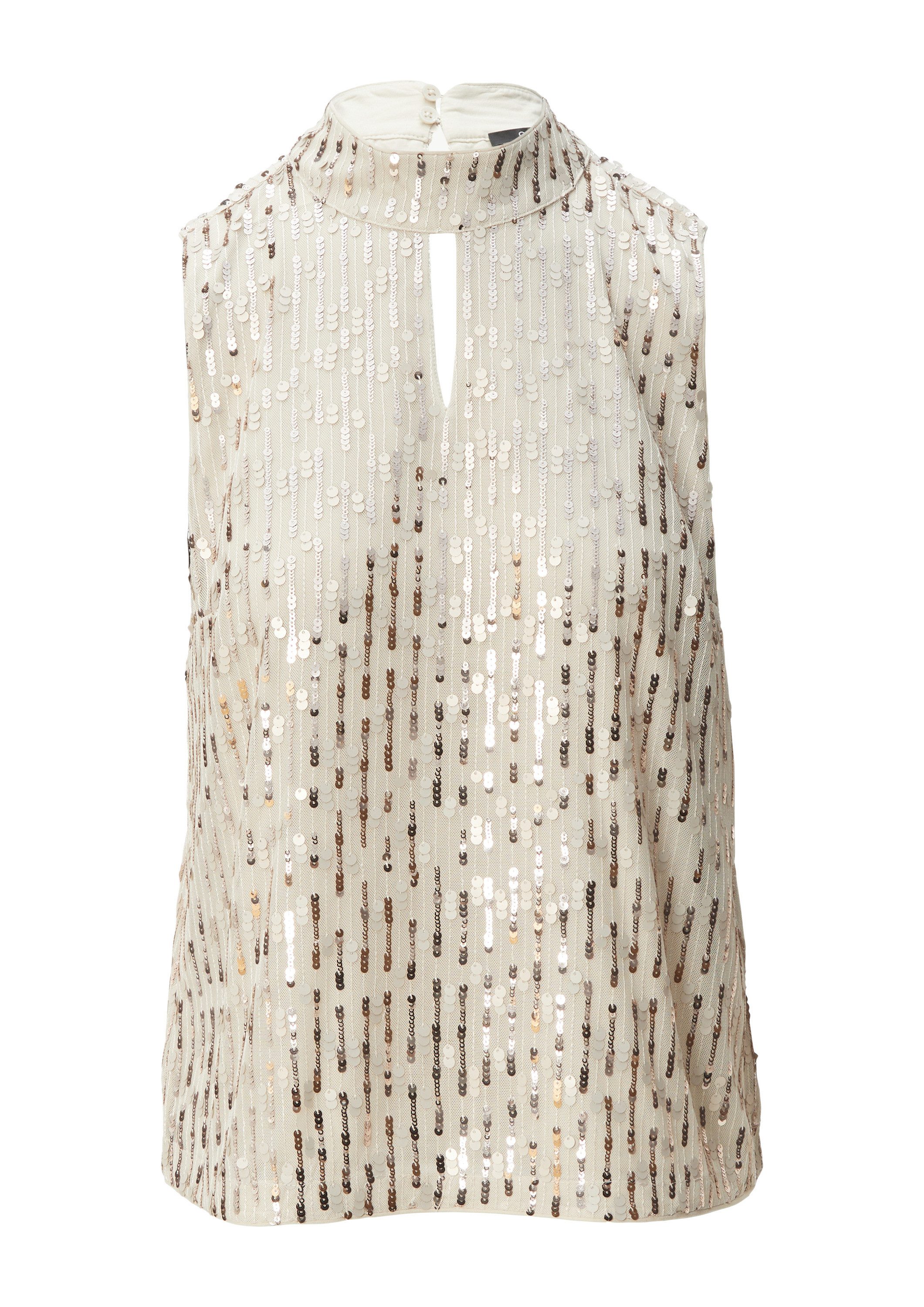 comma Blusentop Bluse Blusentop mit Pailletten günstig online kaufen