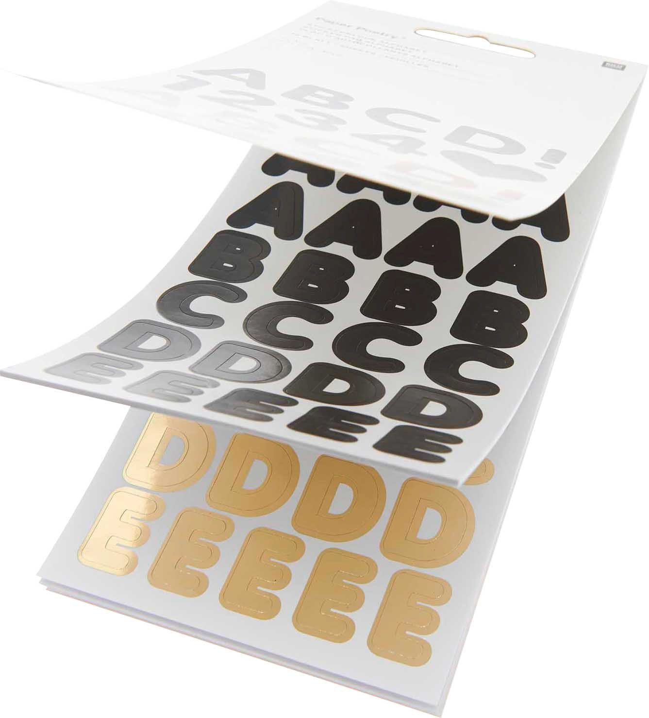 Rico Design Sticker Alphabet, Schwarz/Gold, 16 Blatt