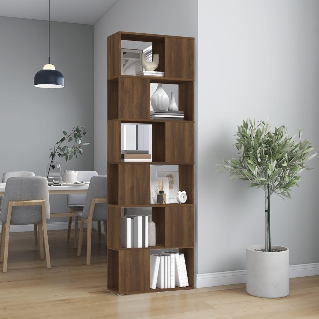 vidaXL Bücherregal Bücherregal/Raumteiler Braun Eichen-Optik 60x24x186 cm, 1-tlg. Braune Eiche