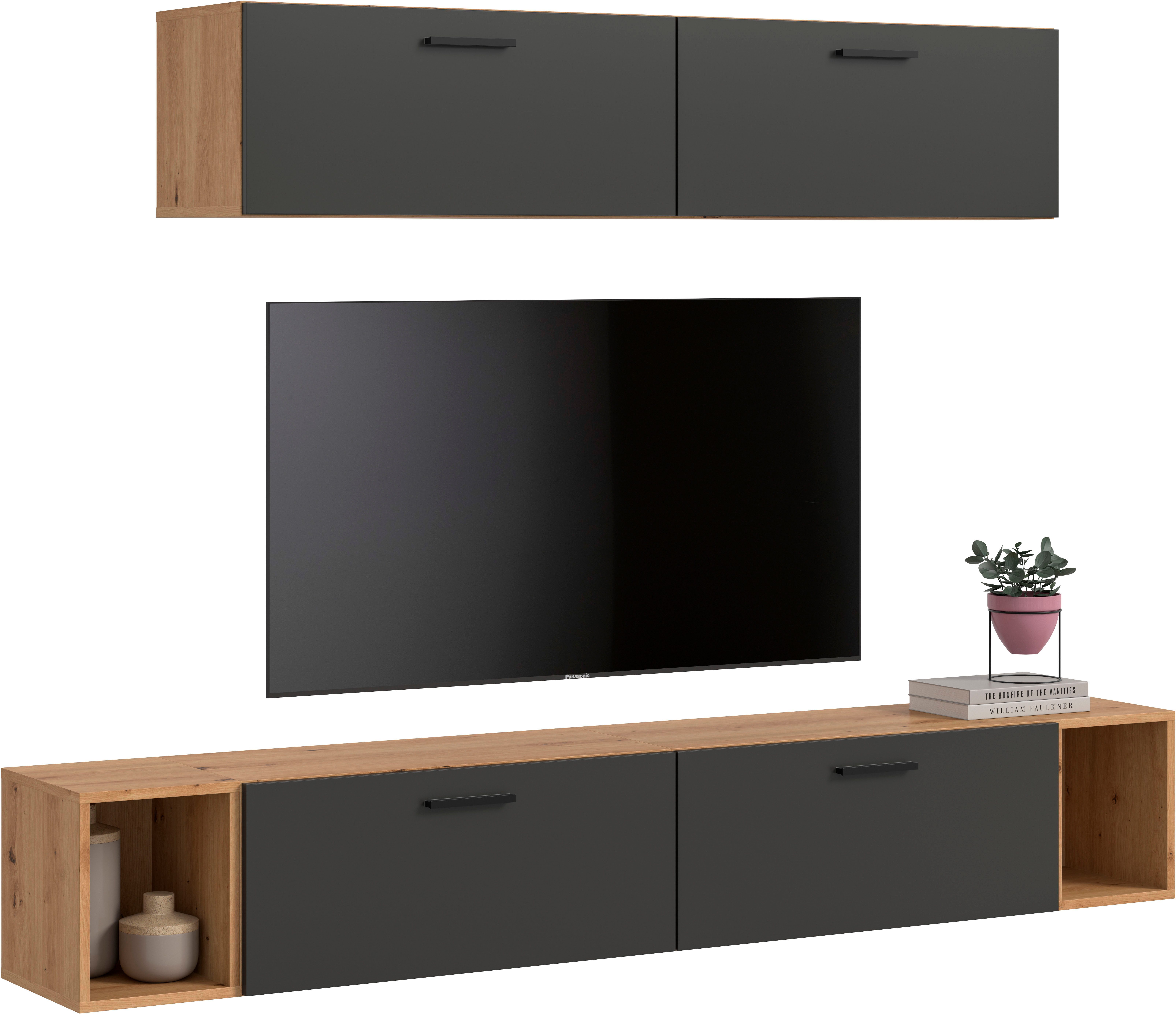 Home affaire Schrank-Set ENESTE, 6-teilig, in verschiedenen Farben, individuell kombinierbar, (2-St., verschiedenste Kombinationmöglichkeiten, stehend oder hängend), Stauraumelement, Kombination, Wohnkombination, Schrankwand, Lowboard