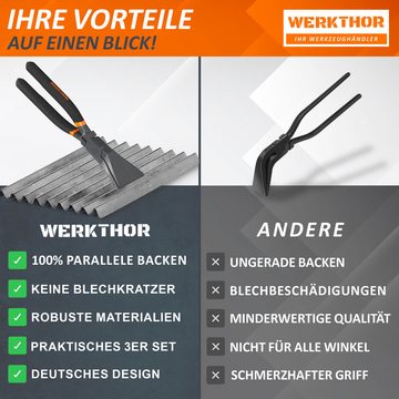 Werkthor Flachzange WERKTHOR Falzzange – [180°] Abkantzange - 60mm Maulbreite, Ergonomischer Griff