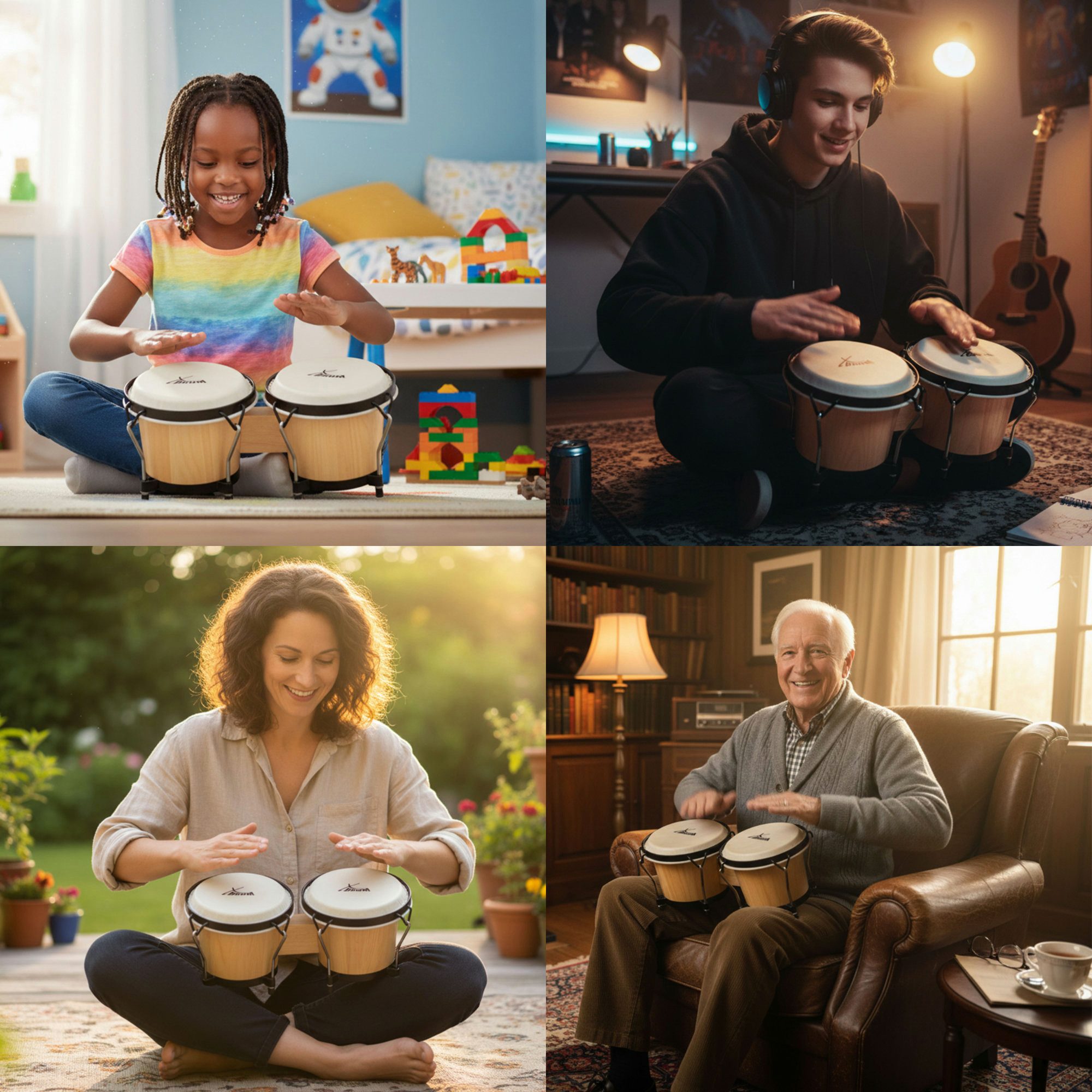 XDrum Bongo Bongos Club - 6" Macho und 7" Hembra, inkl. Stimmschlüssel, mit Naturfellen und professionellem Stimmsystem