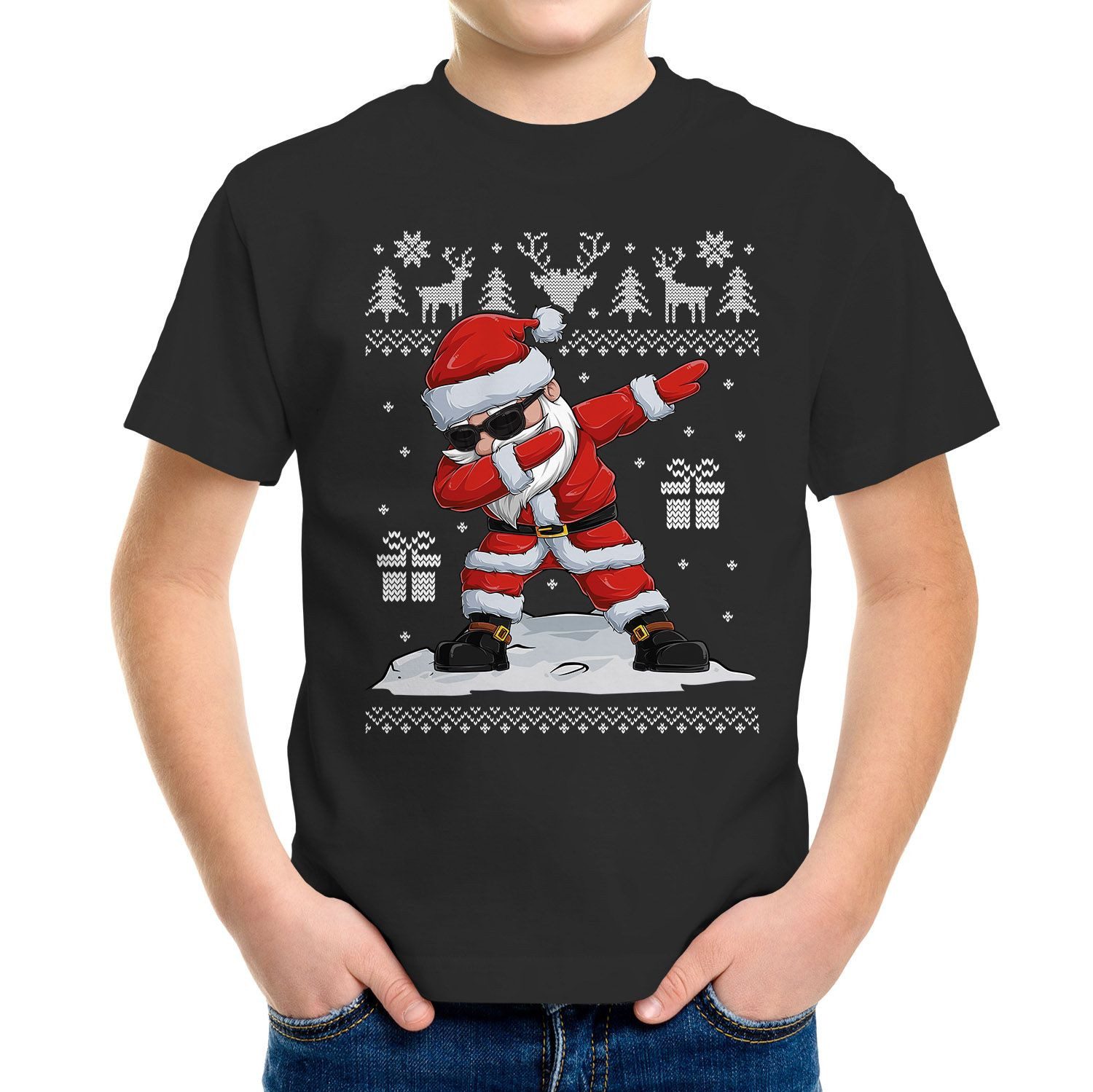 Print-Shirt Kinder T-Shirt Weihnachten Dabbing Santa Weihnachtsmann Dab Fun-Shirt
