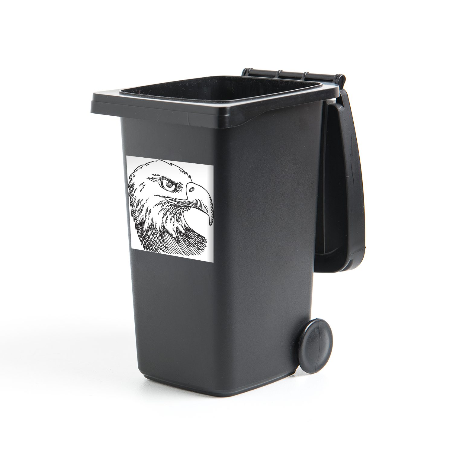 MuchoWow Wandsticker Schwarz-Weiß-Abbildung des Kopfes eines Weißkopfseeadlers (1 St), Mülleimer-aufkleber, Mülltonne, Sticker, Container, Abfalbehälter