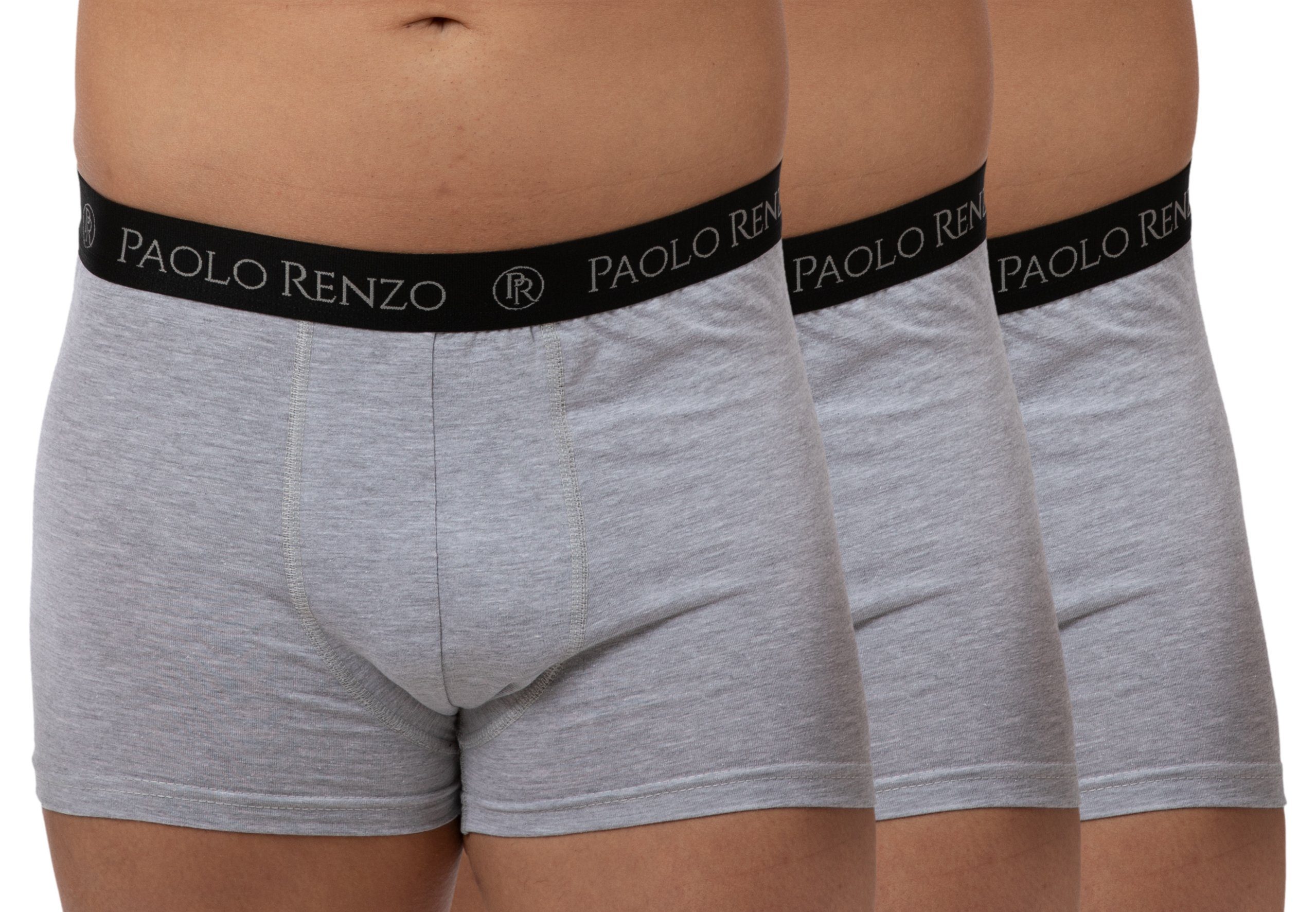 Paolo Renzo Boxershorts (3-St) Atmungsaktive Fitted Herren Boxer Shorts / Hipster Shorts aus hochwertiger Baumwolle in verschiedenen Farben und Größen