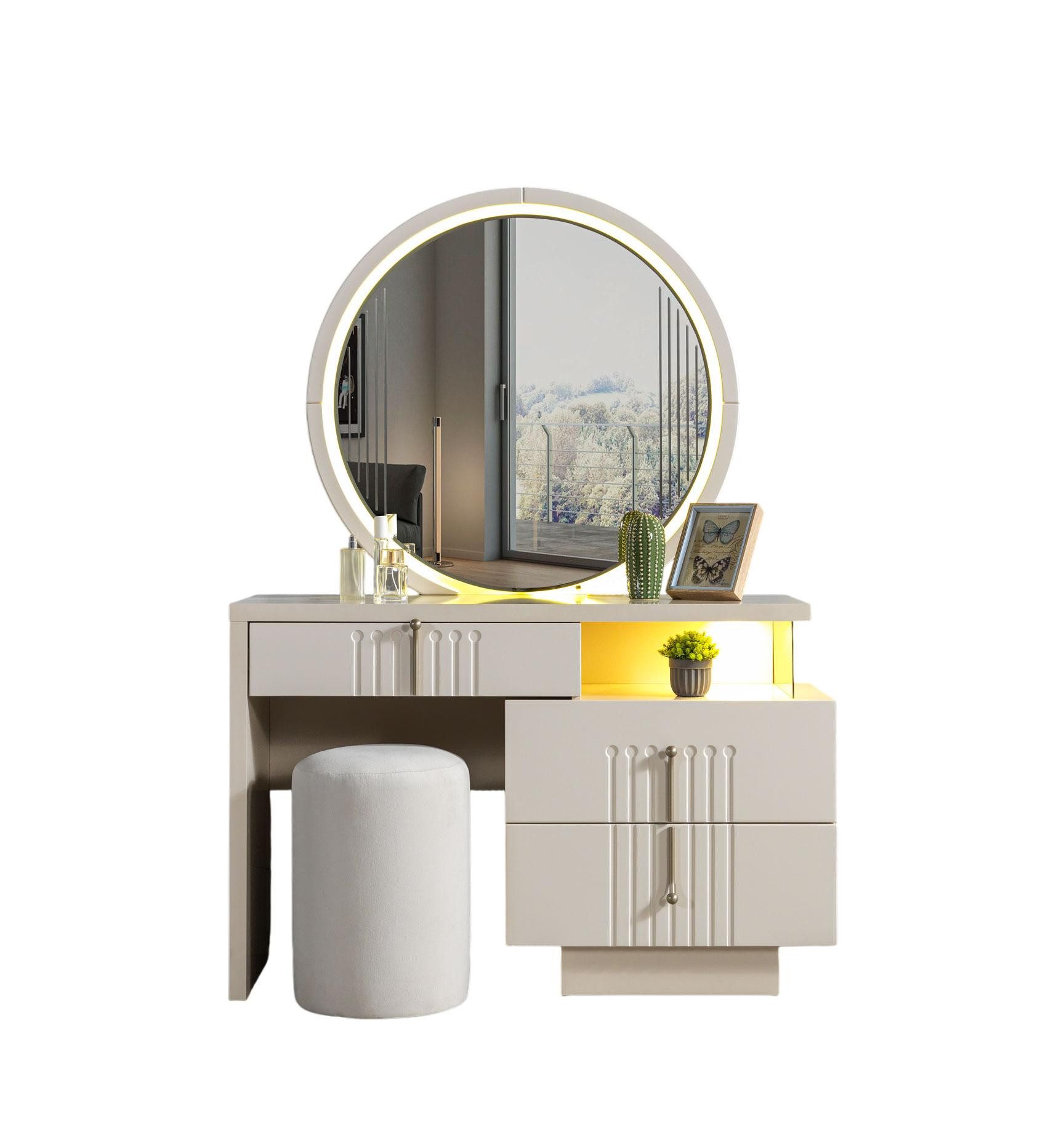 JVmoebel Schminktisch Eleganter Schminktisch mit Spiegel Möbel Einrichtung - kompakt (2-St., Schminktisch, Spiegel), Made in Europe
