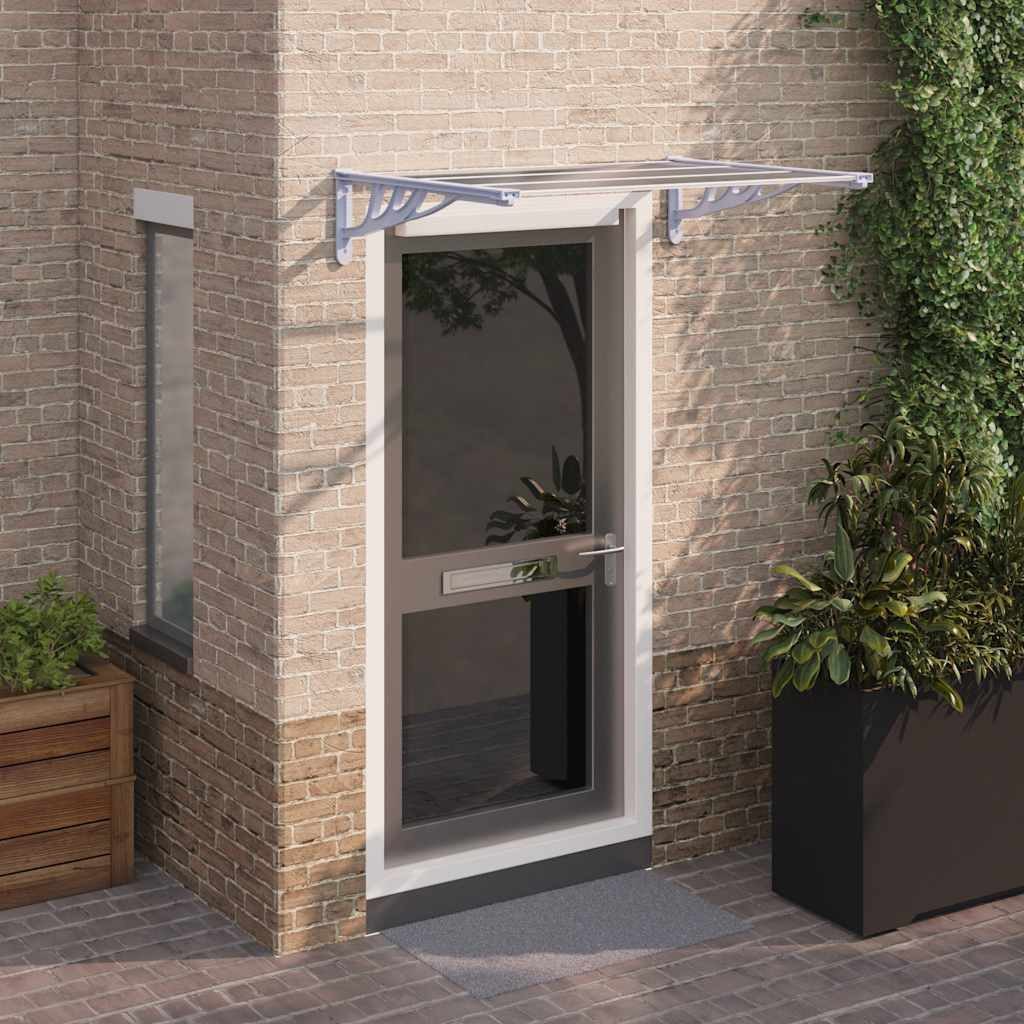 vidaXL Markise Türvordach Grau und Transparent 122x90 cm Polycarbonat (1-St)
