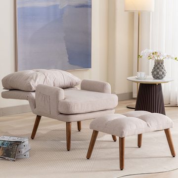 OKWISH Loungesessel Relaxsessel (Liegesessel 5 Stufen, 2-St., Ohrensessel mit Hocker), mit verstellbarer Rückenlehne