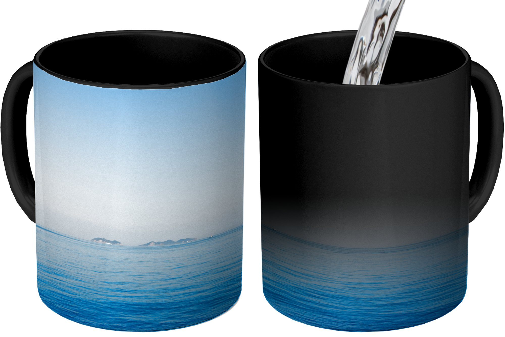 Kaffeetassen, - Horizont MuchoWow Meer Tasse - Farbwechsel, Geschenk Zaubertasse, Blau, Keramik, Teetasse,