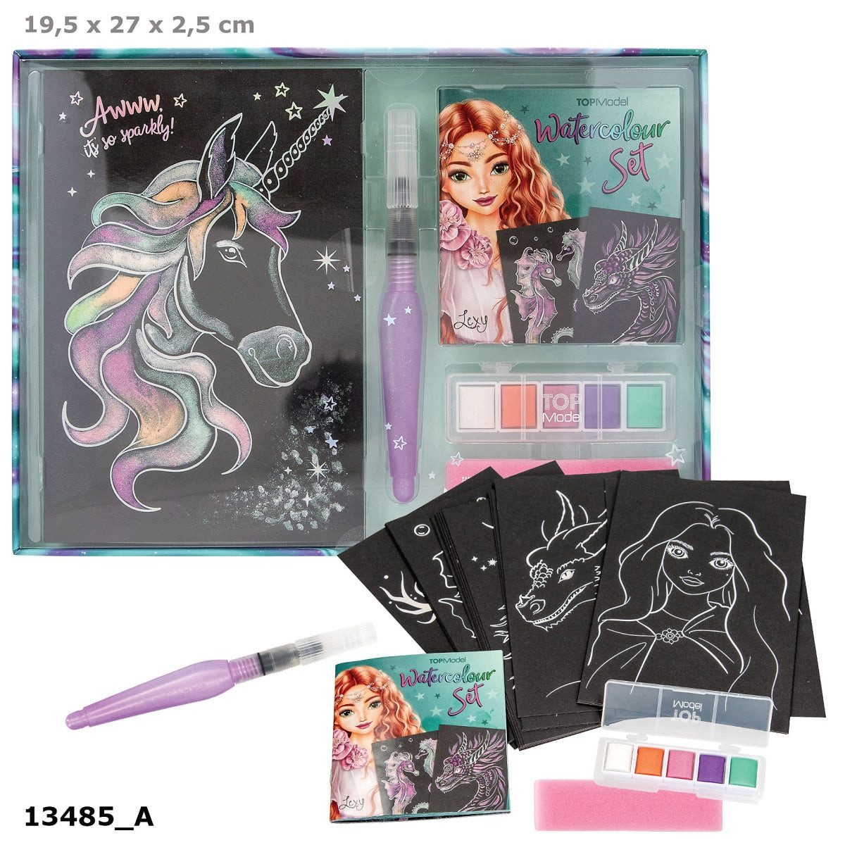 Depesche Spiel TOPModel Metallic Watercolour Set – 5 Farben, 20 Motive
