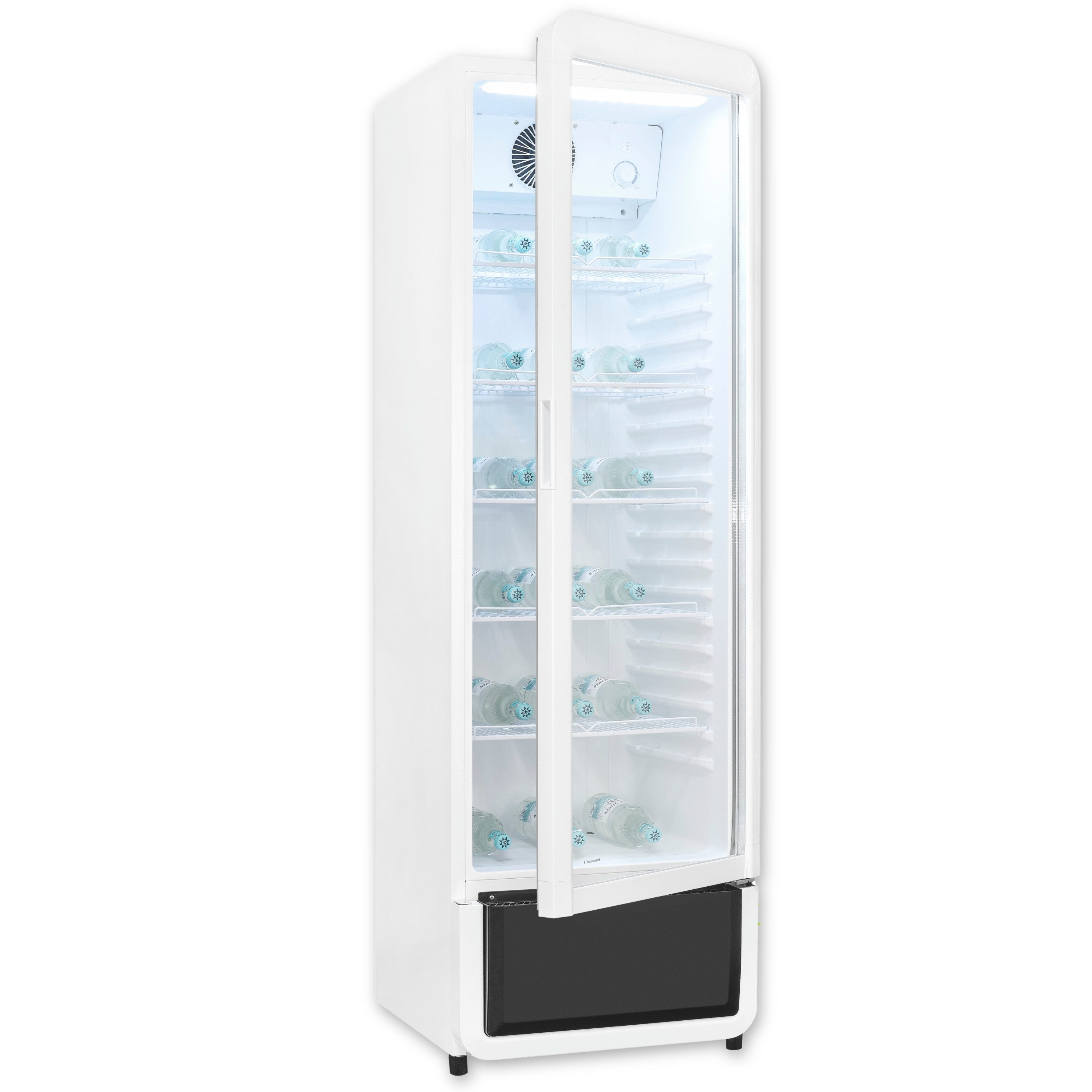 exquisit Getränkekühlschrank GKS260-GT-431D weiss, 172,5 cm hoch, 54 cm breit, Alles auf einen Blick dank Isolierglastür und übersichtliche Lagerung