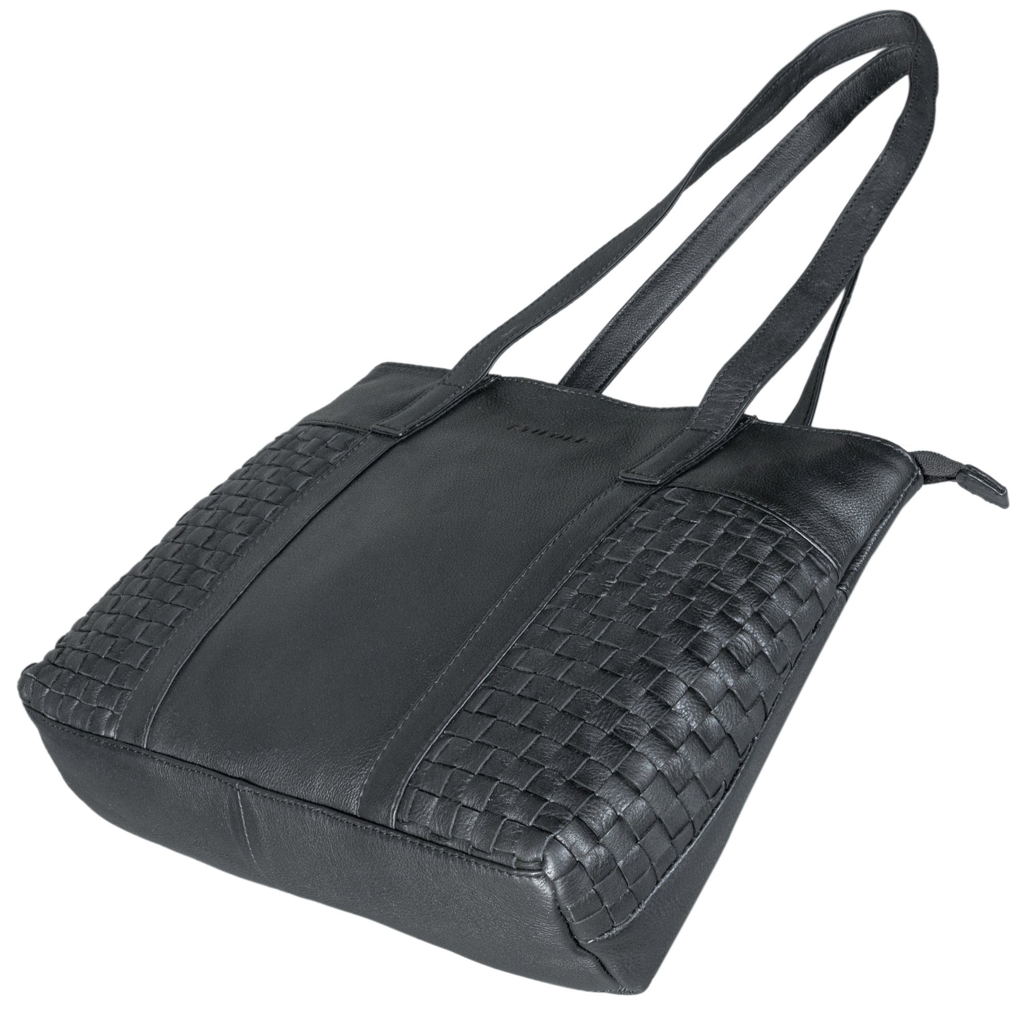 Shopper STILORD Leder Damen Handtasche Einzigartiger schwarz "Verena"