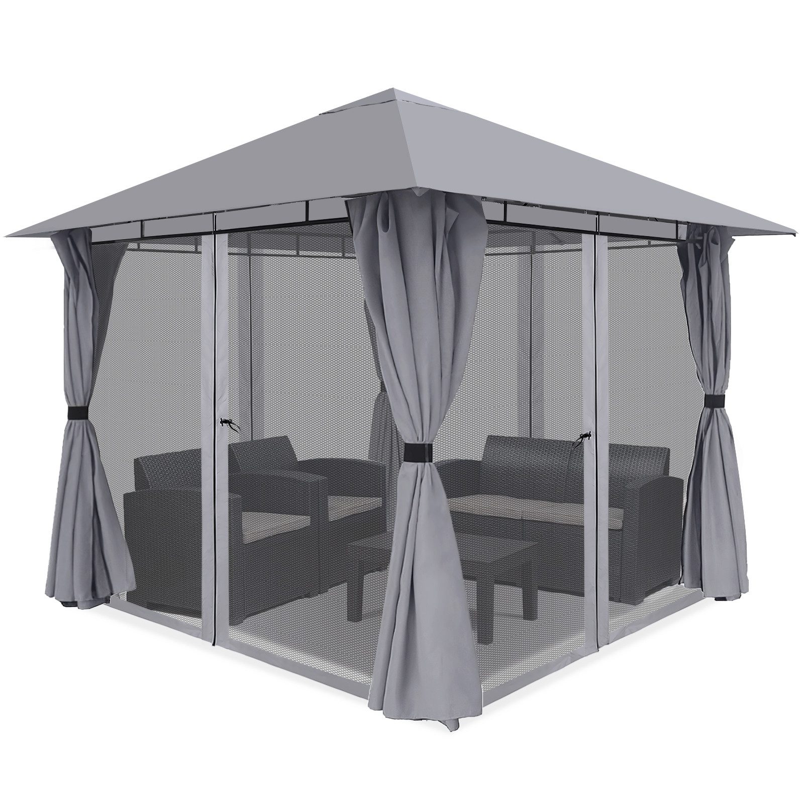 Sekey Pavillon Festzelt 300 x 300 cm Pavillon mit 4 Seitenteilen und 4 Mosk günstig online kaufen