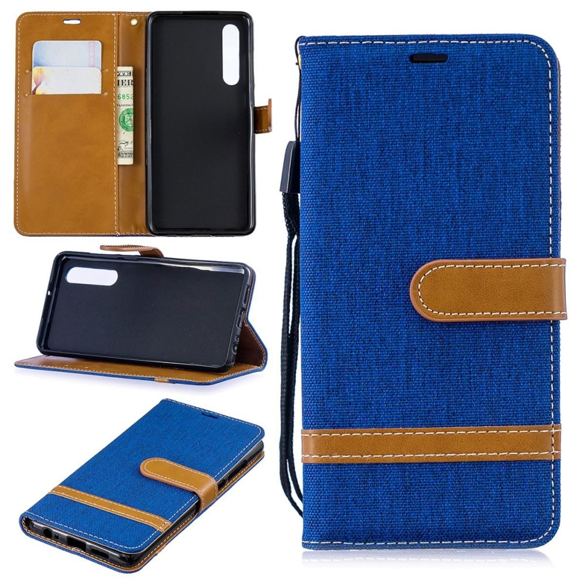 König Design Handyhülle Huawei P30, Huawei P30 Handyhülle Bookcover Blau